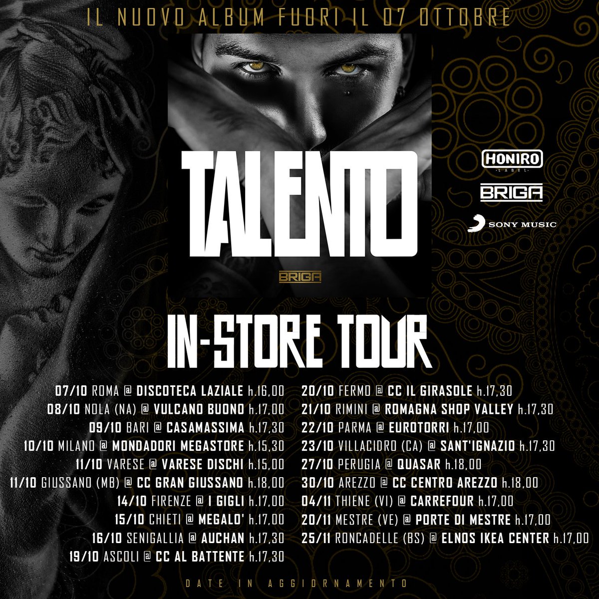 JamesHoniro's tweet photo. #TalentoInStoreTour : calendario aggiornato! Nuovi in-store a Fermo, Ascoli Piceno, Arezzo, Perugia e Brescia. @MattiaBriga @allavignaevents https://t.co/jdlb5PwtiP