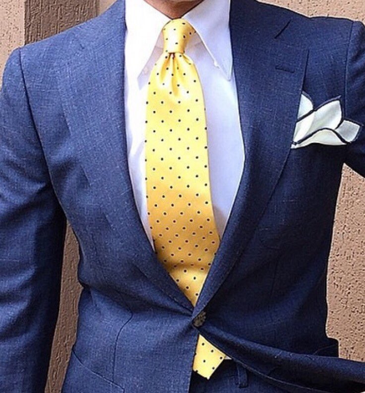 Latest Trends In Suit, Shirt And Tie Combination Blue Suit Yellow Tie ...