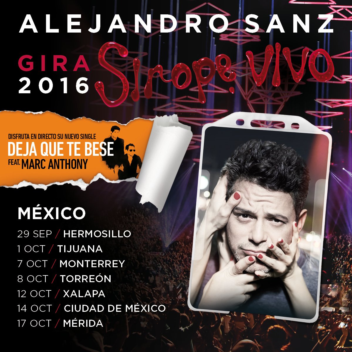 AlejandroSanz's tweet photo. Empieza una semana con sabor a #Mexirope y muchas sorpresas...Atentos! #GiraSiropeVIVO #DejaQueTeBese  https://t.co/bNxEWWgv9x https://t.co/FU3jEF3kB7