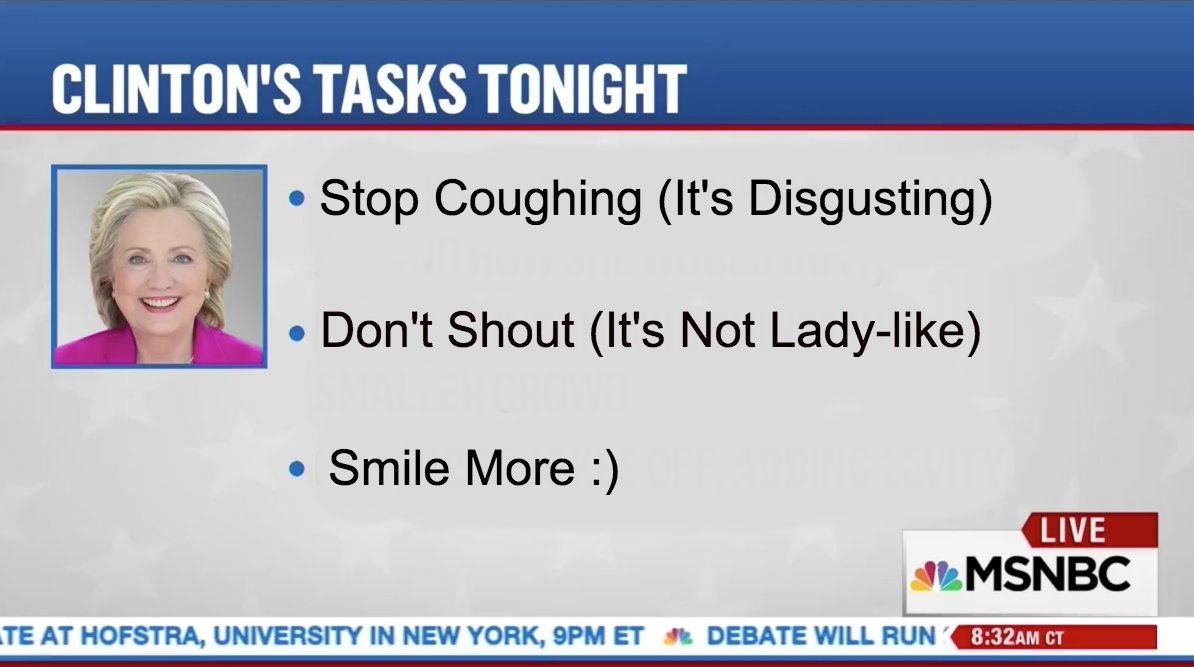 Sexist MSNBC on what Hillary Clinton's tasks are at debate