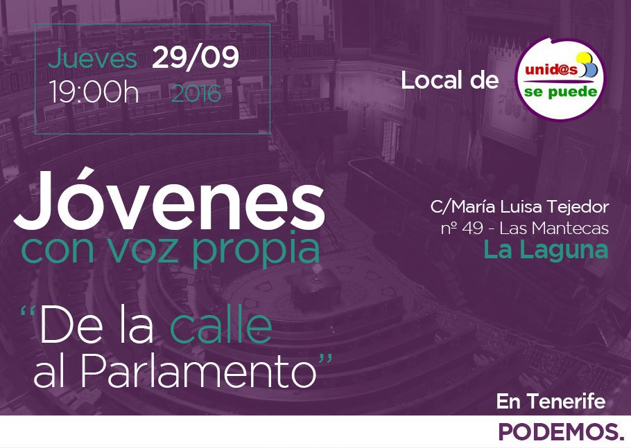 PodemosCanarias's tweet image. Vente al taller del @CirculoJovenTfe sobre como llevar propuestas desde los círculos a las instituciones✌️#Tenerife #EmpoderamientoPopular