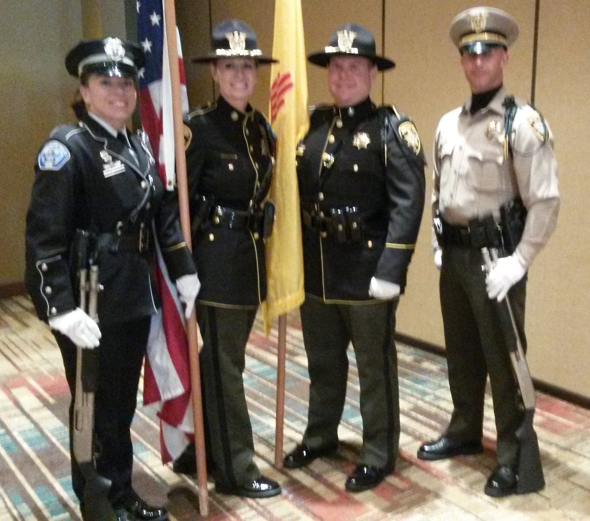 USACrimeStop's tweet photo. Crime Stoppers USA 40th Anniversary Training Conference kicks off with Honor Guard &amp; National Anthem by @BCSDSheriff @ABQPOLICE #CSUSAconf https://t.co/04tIBFtDvS
