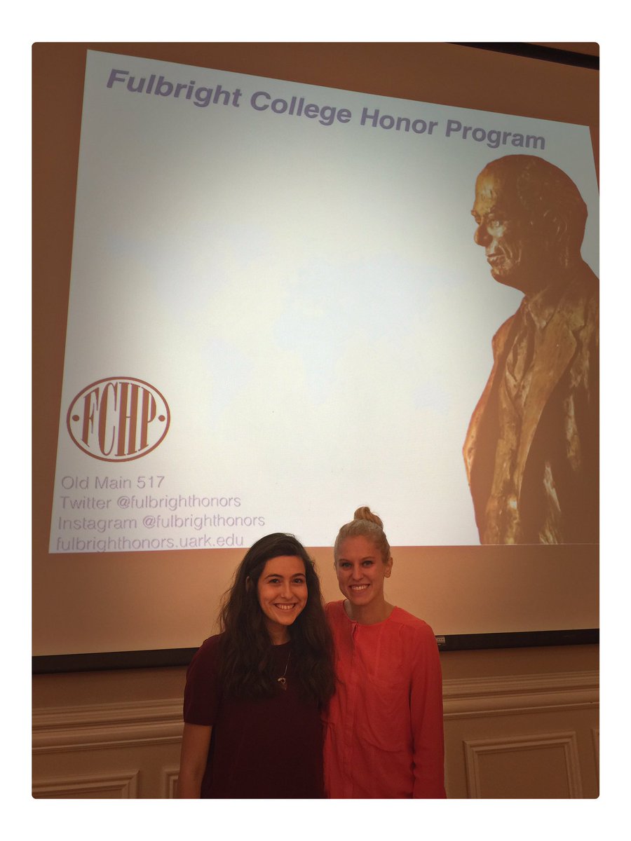 Fulbrighthonors's tweet photo. Thank you Maya & @emilygb_ for speaking at HC Convocation today! You make #FCHP look good. π #smarthogs #honors https://t.co/KZRsPcTWN5