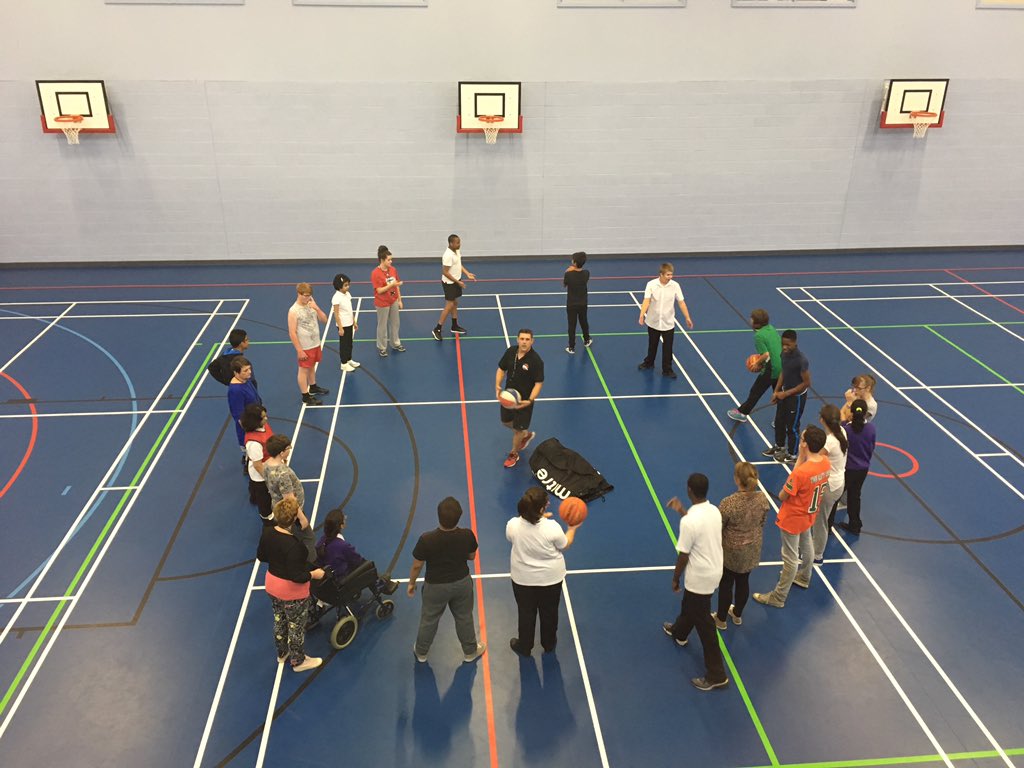 Inclusive basketball underway. Led by <a href="/RidersBball/">Leicester Riders | Basketball</a> coach Mark and supported by #IF Volunteer Lee!!