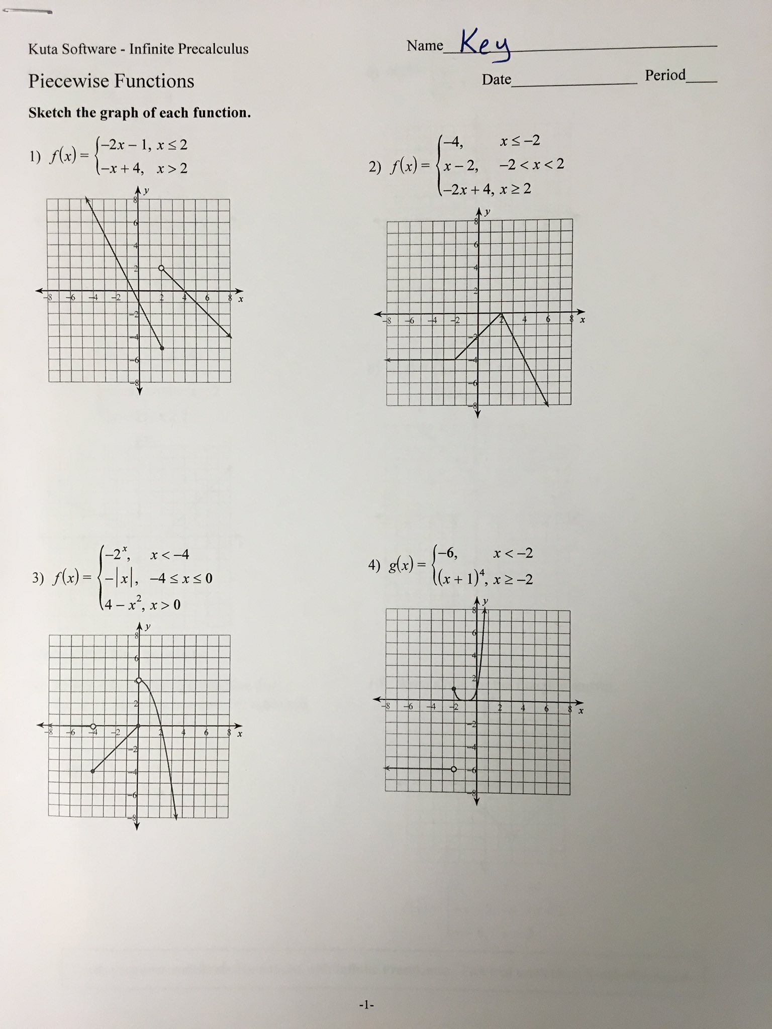 Twitter 上的Gary Meinhardt："Honors PreCalc Piecewise Functions In Worksheet Piecewise Functions Answer Key