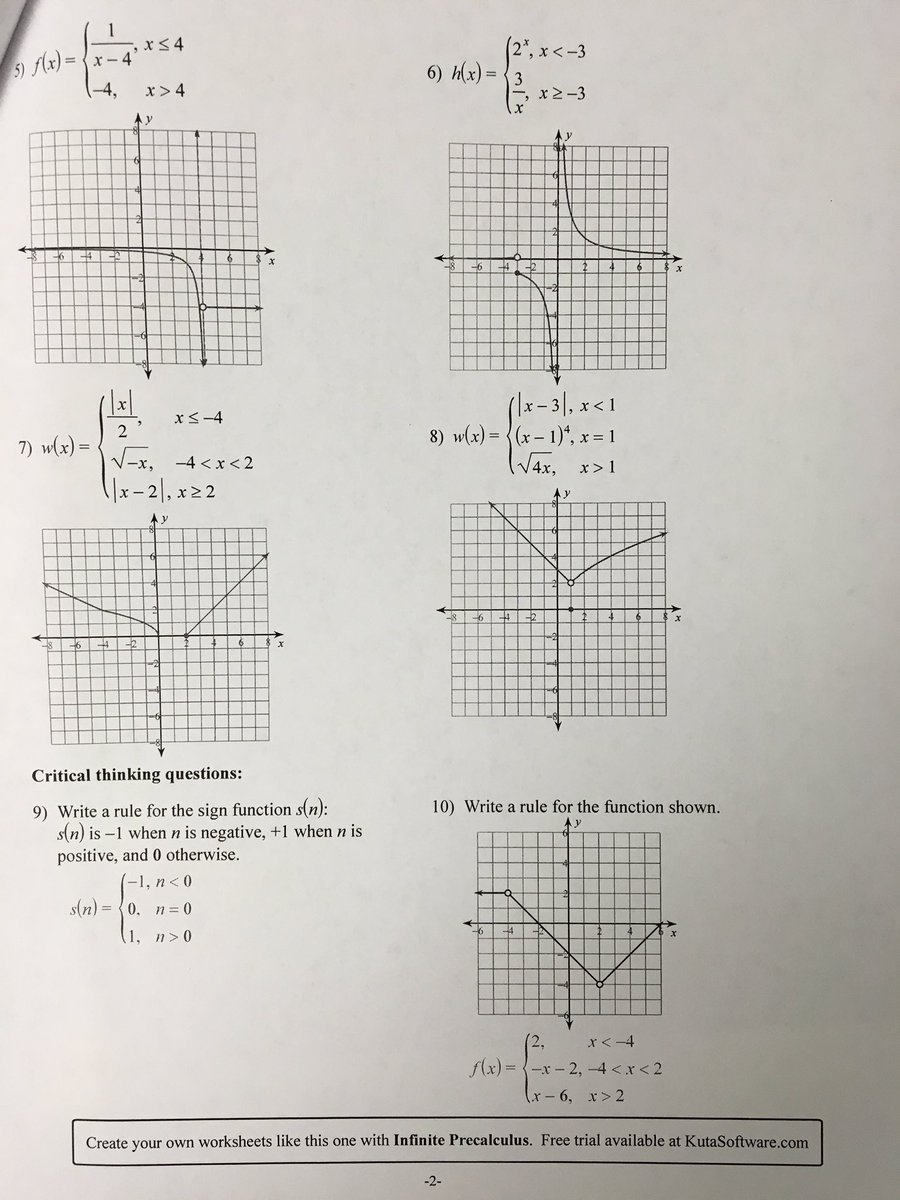 Gary Meinhardt on Twitter: "Honors PreCalc Piecewise Functions For Worksheet Piecewise Functions Answer Key