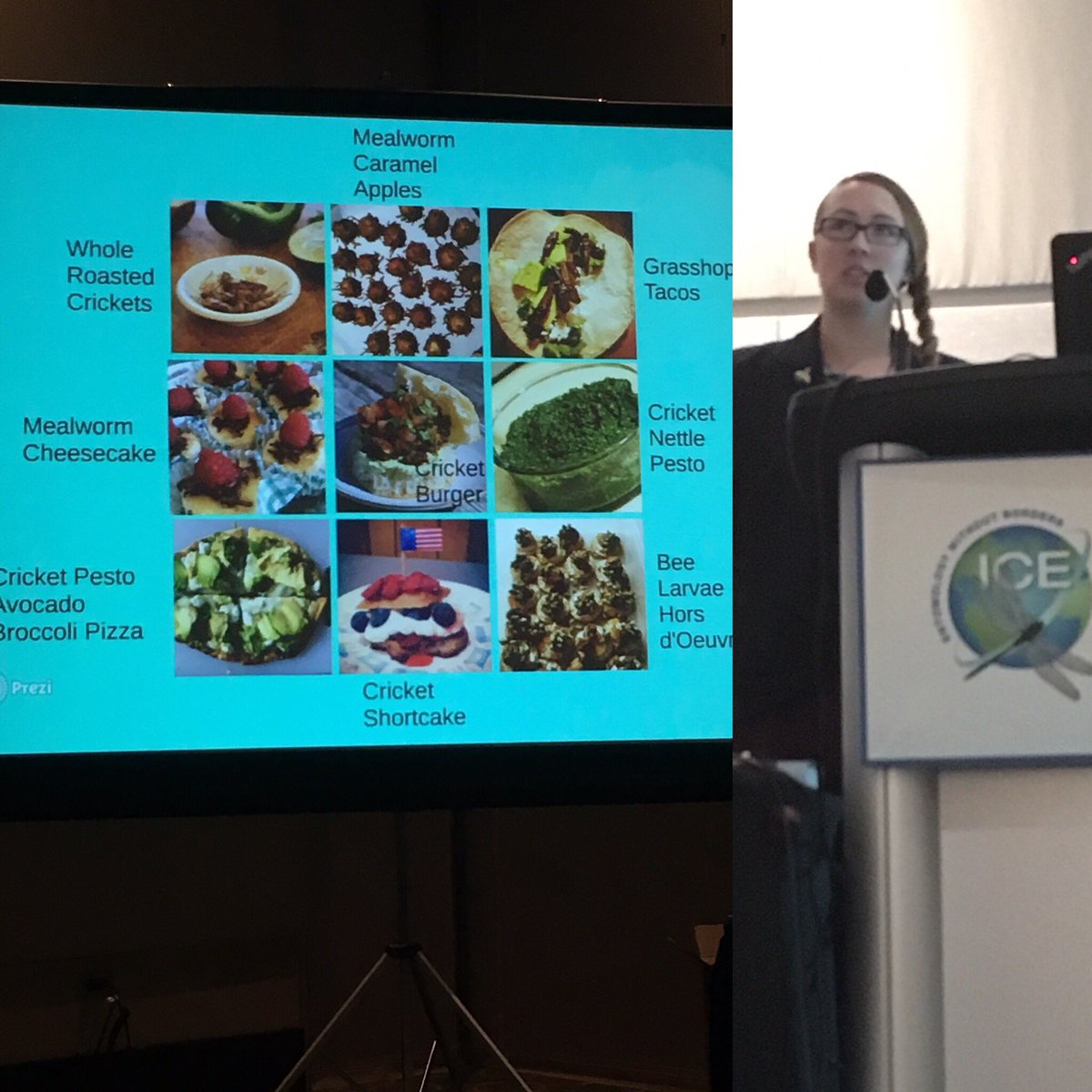 JulieLesnik's tweet photo. .@RustleUpSumGrub sharing her experiences with #edibleinsects outreach. Talk taste! #ICE2016 https://t.co/FT68irmKz0