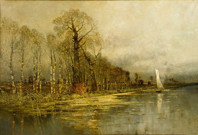 aleph54's tweet photo. Karl Heffner, Canal Scene with Sailboat, 1875

@cecilia_fava @BrindusaB1 @boticelli2014 @scastaldi9 @SilvanaMarucc16 @albertopetro2 https://t.co/xy3Y0sEsTP
