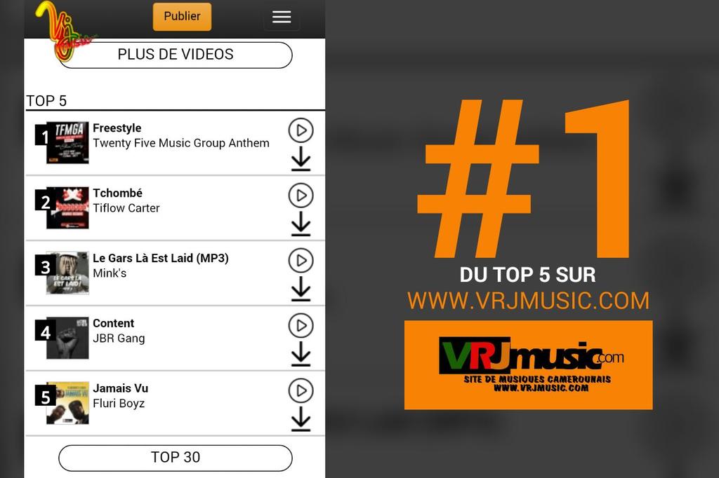 KillBPsycatra's tweet photo. Merci @TwentyFiveMG occupe La 1st Place du top 5 Classement @VRJMUSIC. #TFMGA https://t.co/u6uM8URRLG