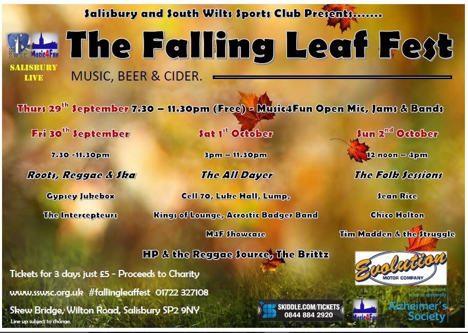 fallingleaffest's tweet photo. @WiltsHour #fallingleaffest just 3 days away! If u love live music u have to visit this weekend. @salisbury_wilts @HotUKFestivals #salisbury https://t.co/mSctCCVFM0