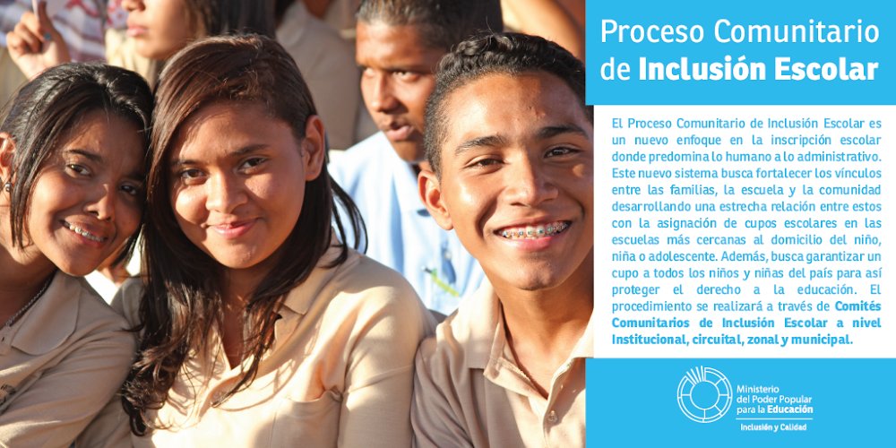 El Proceso Comunitario de Inclusión Escolar aplica la disponibilidad para garantizar el acceso a las y los estudiantes donde haya cupo