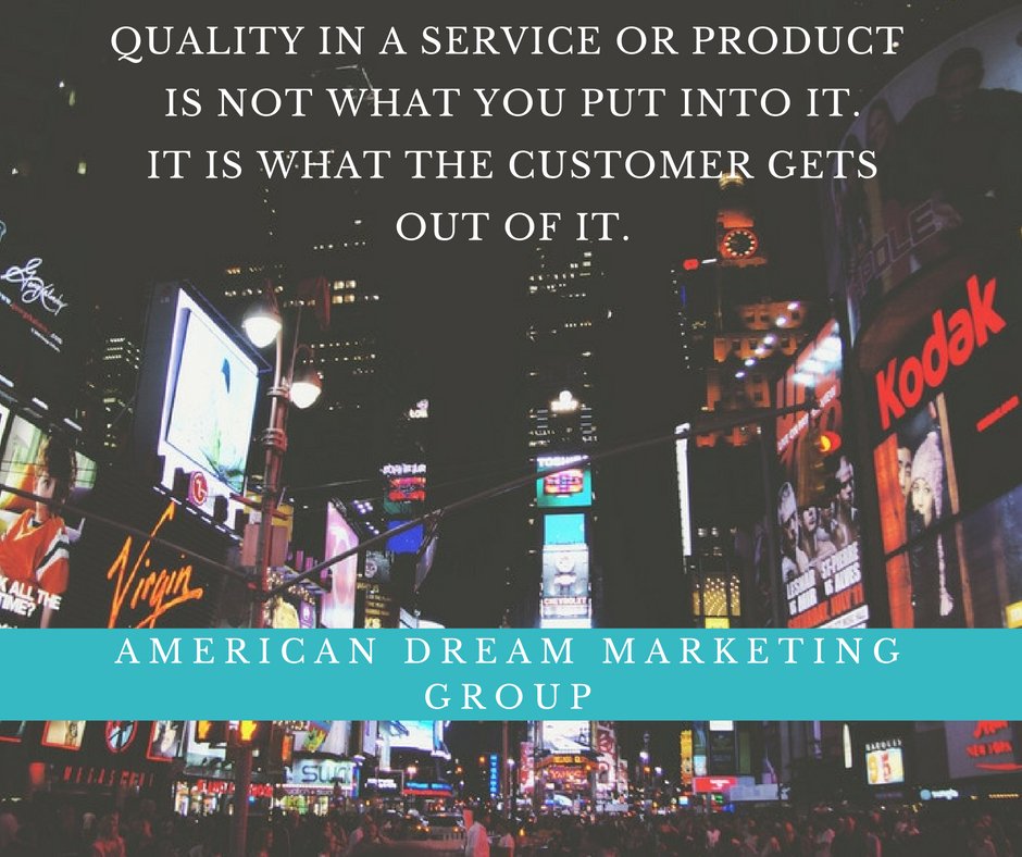 AmericanDMG's tweet photo. Quality in a service or product is not what you put into it.It is what the customer gets out of it..
#brandambassador #promogirls #promoguys https://t.co/Kj6TTX48Qq