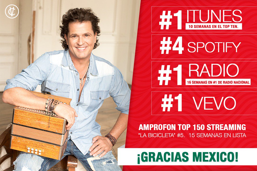 carlosvives's tweet photo. Que lindo volver a México y ver como disfrutan nuestra música. 🇲🇽🚲 #LaBicicleta #VivesEnMexico @sonymusicmexico https://t.co/NuHzd2Of0E