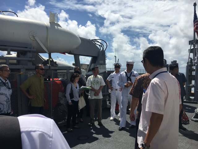 Okinawa residents got a tour of #USSWarrior this weekend as part of friendship-building event on White Beach base.