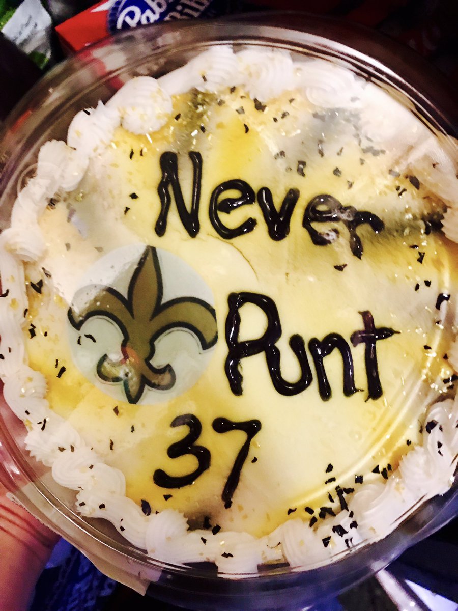 Almost game time! Cake decorating skills need work, but- GEAUX SAINTS!! #NeverPunt