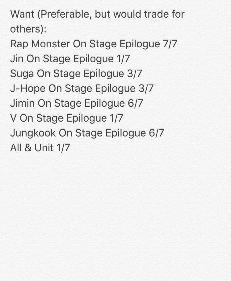 whalien_forever's tweet photo. @BTS_trading @BTS_NAtrade 
Have: In pic 
Want: In pic
Location: USA
Worldwide: No sorry https://t.co/iFvFzsCRdq