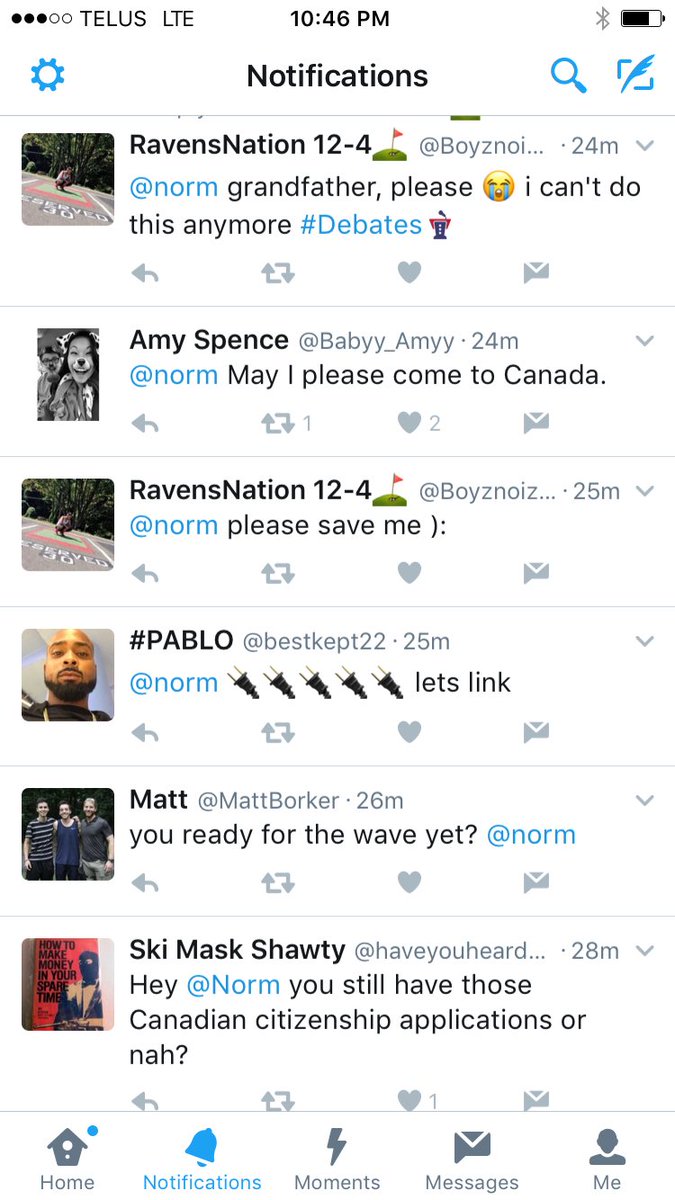 norm's tweet image. How my mentions look like on #debatenight