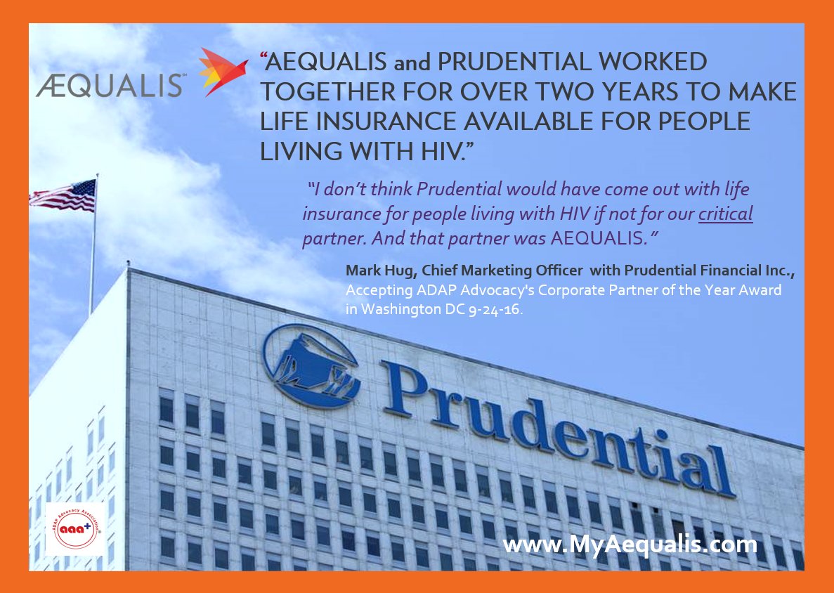MyAequalis's tweet photo. Great Shout Outs all Around @Prudential @adapadvocacy. #HIV #LifeInsurance. #PLWHIV. https://t.co/W5tcsBoTST