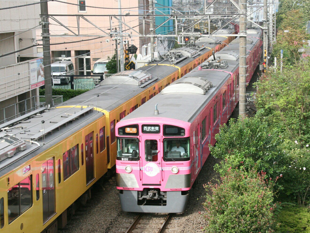 تويتر てつまみレ على تويتر Kppトレイン Kpptrain 西武9101編成 西武きゃりーぱみゅぱみゅ電車 西武新宿8 26発の本川越行きに入りました 撮影地 高田馬場 下落合 T Co Iesy9lj4nf