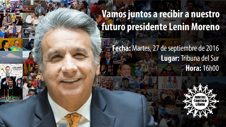 JuntoATiLenin's tweet photo. Ecuador lleno de gratitud y esperanza te recibe @Lenin. Tod@s a recibir a nuestro futuro presidente #LenínTeEsperamos https://t.co/e5iMEcyMGg