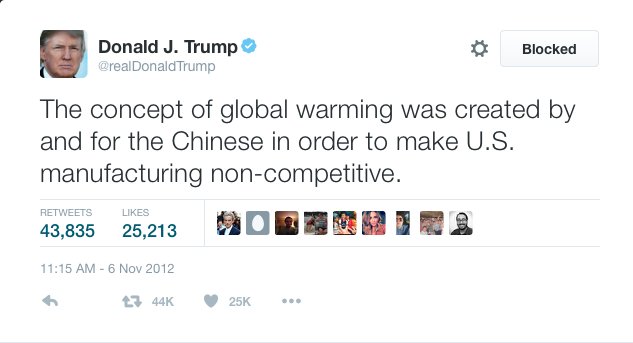 'Donald thinks that climate change is a hoax, perpetrated by the Chinese...' –Hillary 'I did not say that.' –Trump #debatenight