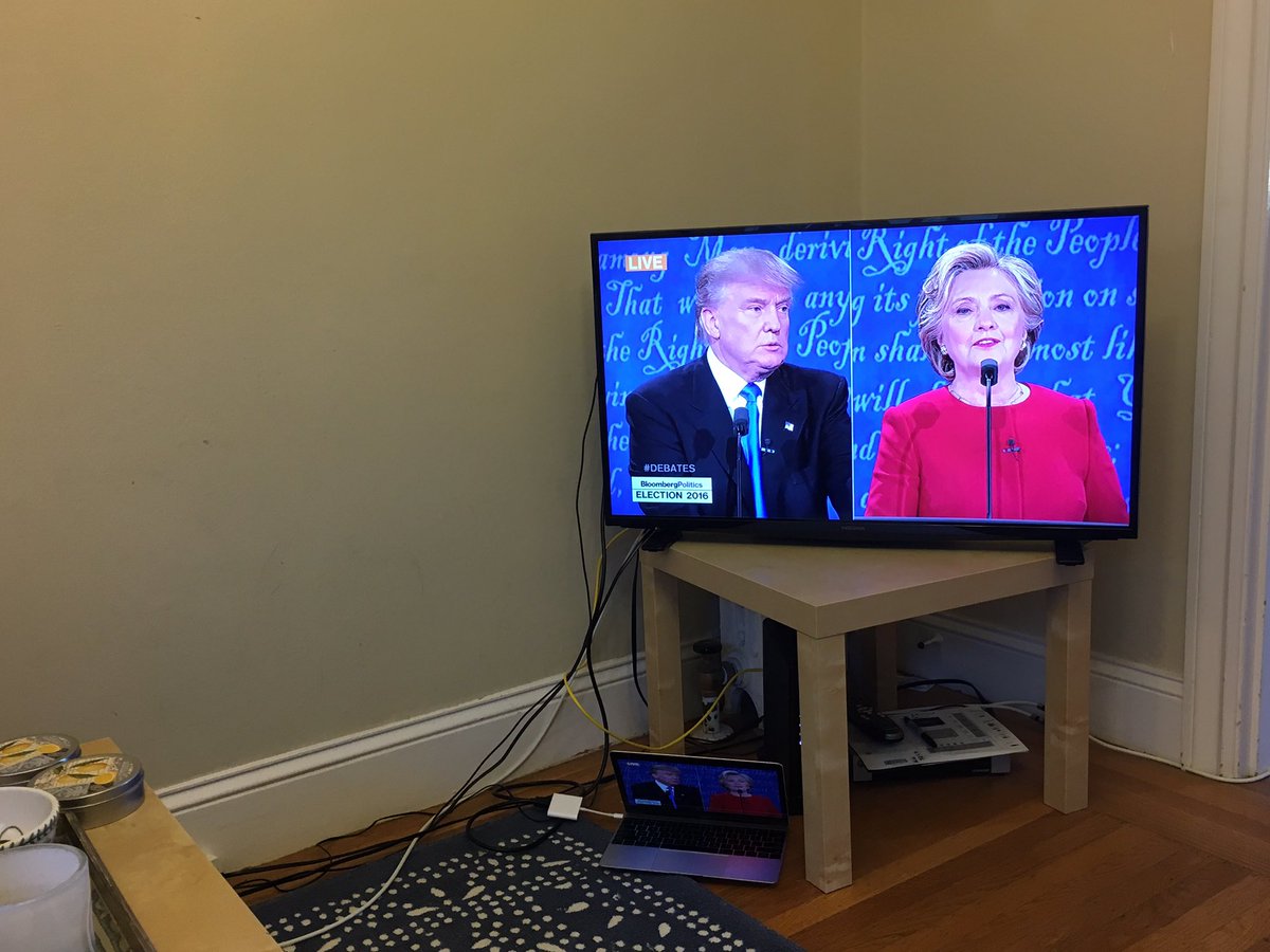 camillab's tweet photo. I am watching the #debate on twitter. On my TV. What a time to be alive 🙌🏼 #cordcutterlife https://t.co/k9kTJ0Y20V