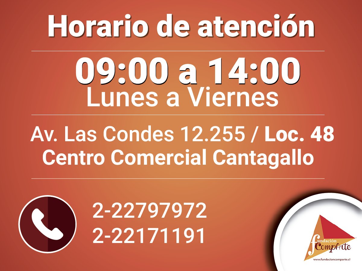 CompArtecl's tweet image. Queremos recordar el horario de atención de la fundación son de lunes a viernes.
Entregamos números de contacto, para contestar sus dudas.