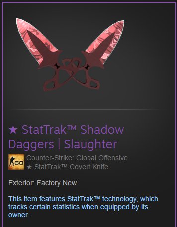 Yaman's tweet photo. Giving away StatTrak Shadow Daggers | Slaughter. Retweet and follow to enter! Announcing winner on 4th of October. https://t.co/u1EbFgMm2h