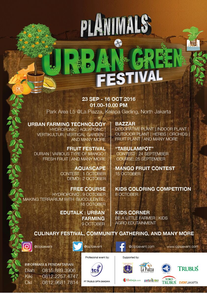 ciptaevent's tweet photo. URBAN GREEN FESTIVAL 
23 Sept - 16 Okt
La piazza, Kelapa Gading
#urbanfarming #hidroponik #festivalduren https://t.co/KCYgCy2vSi