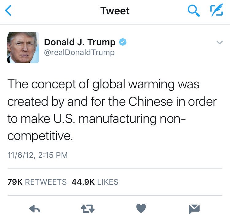 ClimateTN's tweet image. That time you found the actual tweet showing @realDonaldTrump lied tonight about never denying climate change. #Debate2016 #ActOnClimate