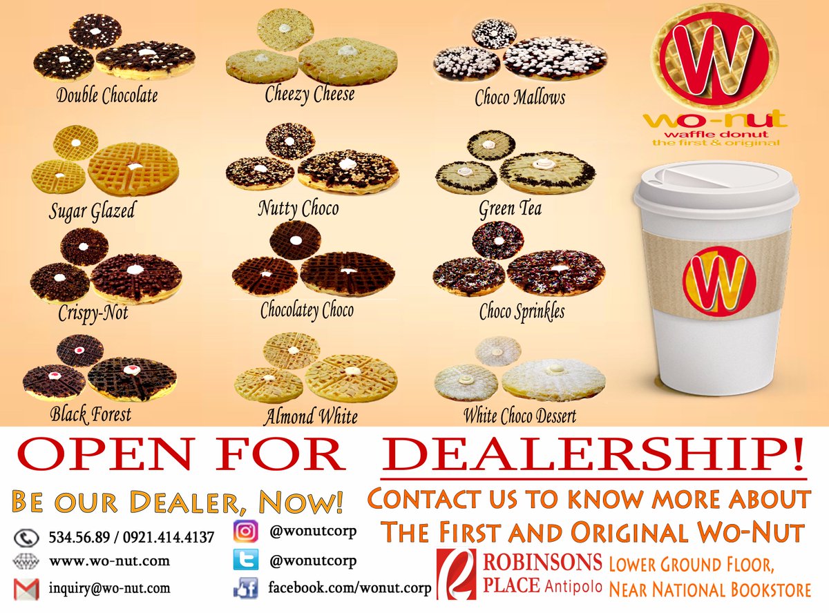 wonutcorp's tweet photo. Never forget to buy the BIGGEST Wo-Nut in Town. The First and Original combination of Waffle and Donut.
Contact us for more information! https://t.co/isvfpNablC