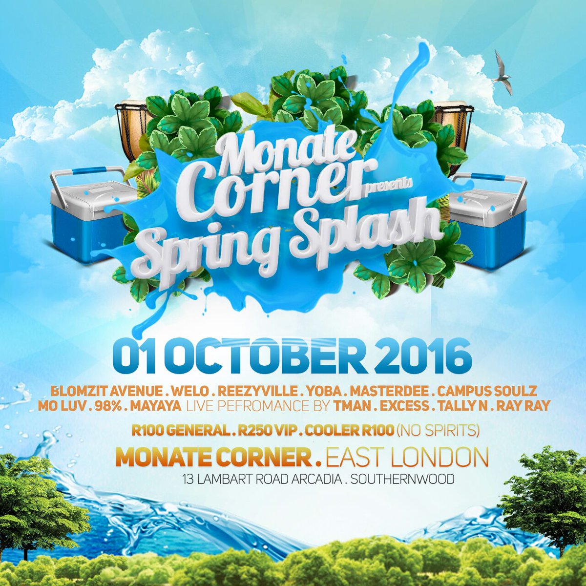 Realdj98's tweet photo. This Saturday catch me @MonateCorner for the #SpringSplash01Oct Gig starts @12Pm (Emini) till 6Am (Ekseni) R100(Gen) R250(VIP) R100(Cooler) https://t.co/du1fGCNuo8