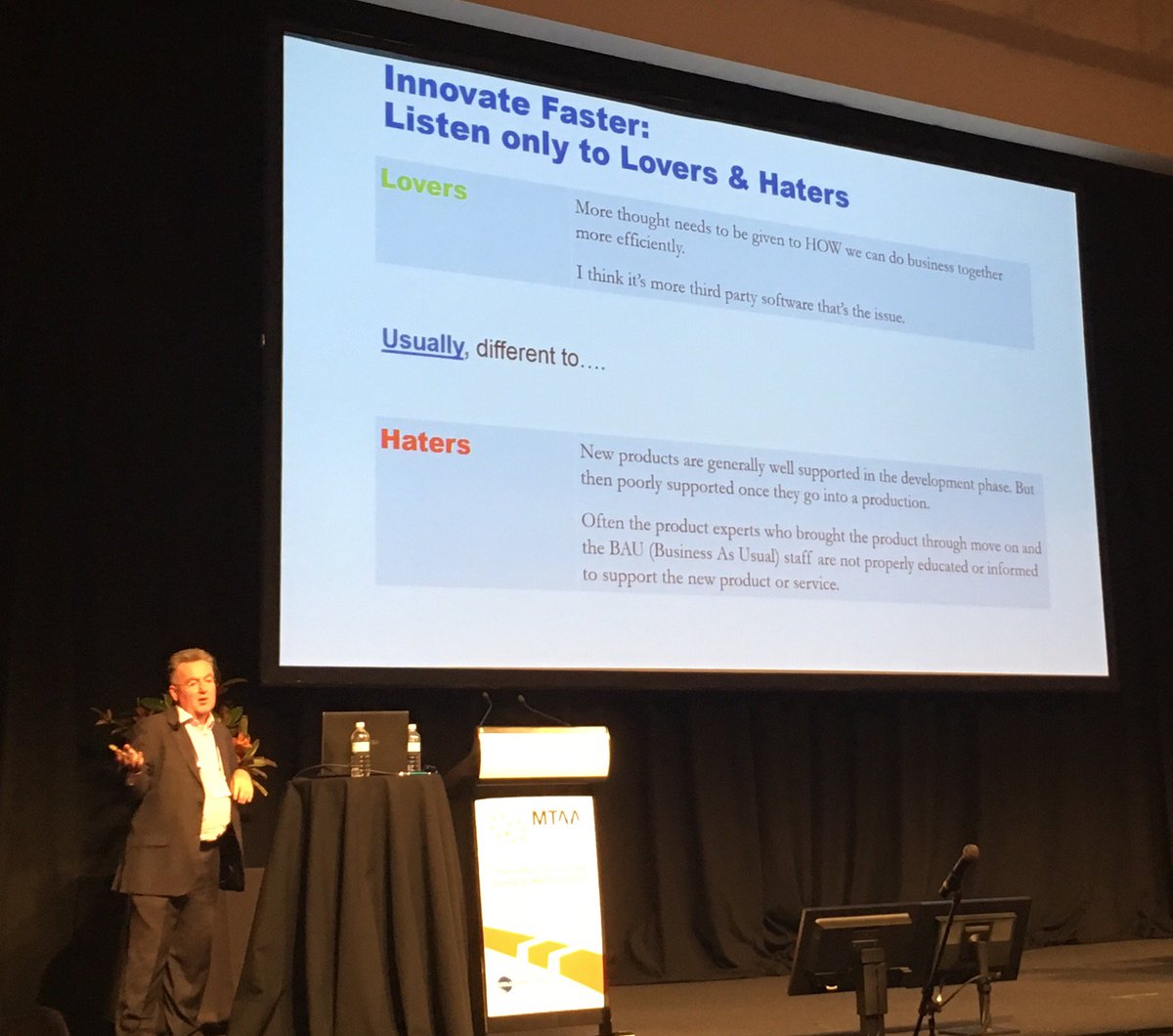MedTechAus's tweet photo. Gary Peacock from Gordian Business, how can we ensure the customer is at the heart of innovation solutions #mtaa16 https://t.co/zhPX5oY1eA