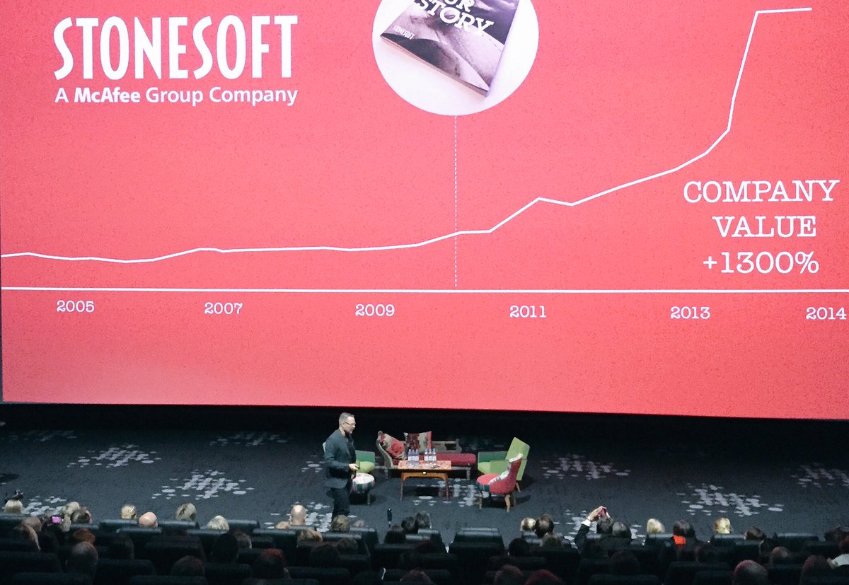 tapanitanskanen's tweet photo. #Strories create business, @arivee_ from @Comptel_Oyj at #digitalist session. Example from #Stonesoft: +1300%. #disagreeable #CMO #marketing https://t.co/7AxKmeQnea