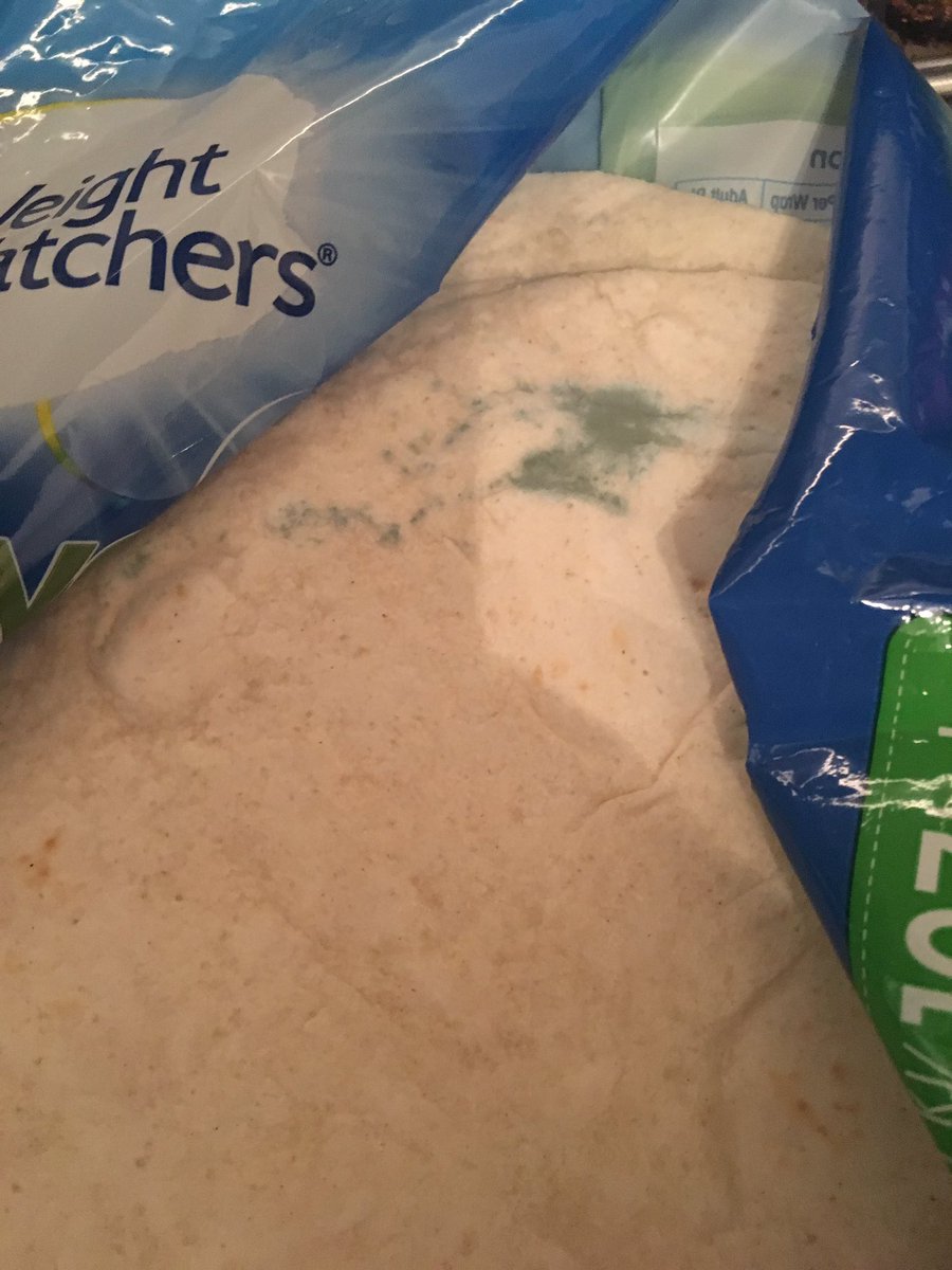 Lynseyann1985's tweet photo. @WeightWatchers opened a brand new bag of wraps today 3 days before sell by date and they have mould on them!! Disgusting! 😷😷😷 https://t.co/pH55oyvc1R