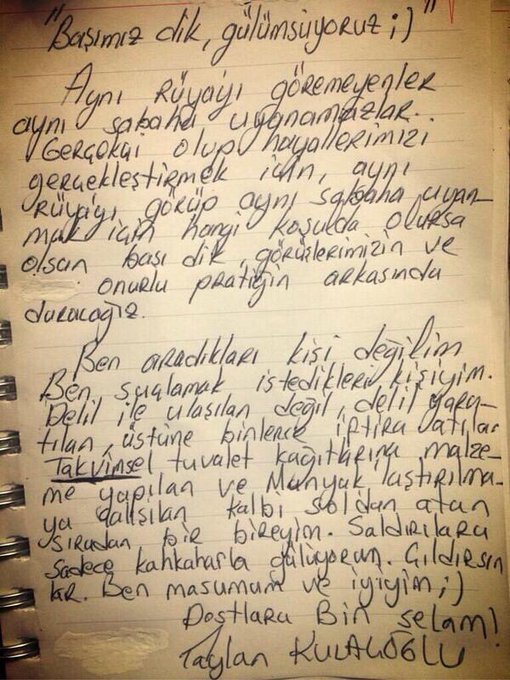 Ben aradıkları değil,suçlamak istedikleriyim.Delille ulaşılan değil,delil yaratılan kişiyim.!
#TaylanKulaçoğlu'ndan