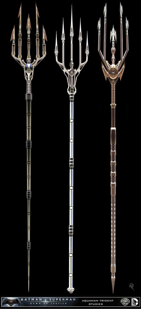 Alternate designs for Aquaman's movie trident : DCcomics