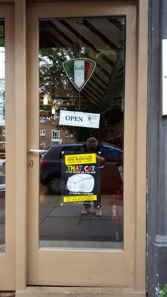 jfsburford's tweet photo. @TorelliKew supporting book launch THAT CAT is the laziest cat in the world Best coffee in Kew #kitten #thatlazycat https://t.co/cFDqi0M6OC