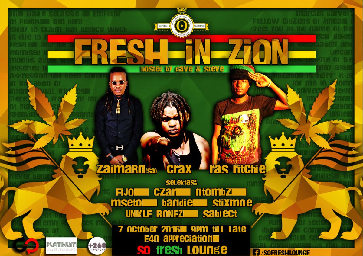 Calling all the brethren and sisters to join us and Be Fresh in Zion | 7th October 2016 | SOFRESH LOUNGE