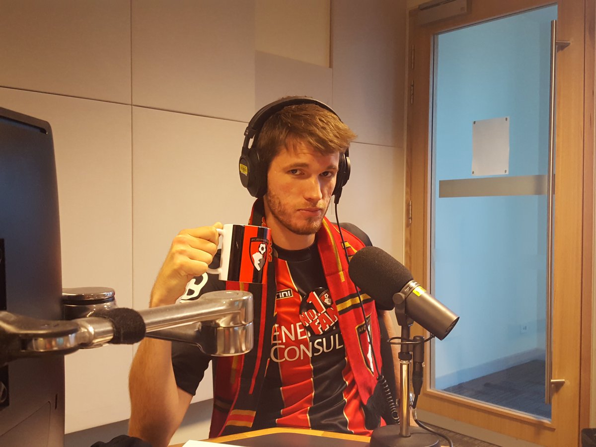 ThePPLShow's tweet photo. HE'S BACK! @MaasdorpJR back in the recording booth, loaded up from his #AFCB themed holiday. What a fan. #notaplastic #bornandbred #AFCfan https://t.co/a1Lp09hMAH