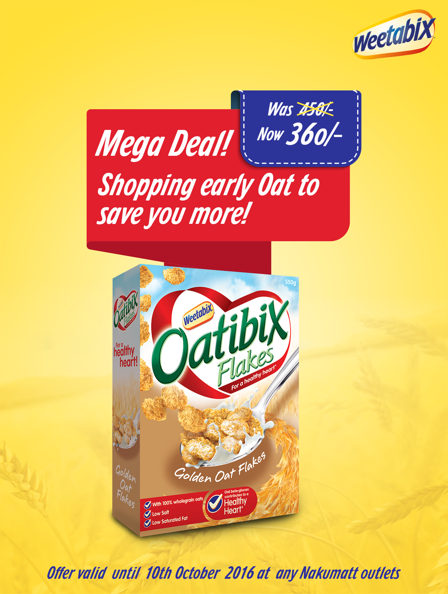 WeetabixEA's tweet photo. Time to stock up on those Oatibix flakes in @Nakumatt's Hot deals promo.
π
#GetBixed https://t.co/UwsBs5yrRv