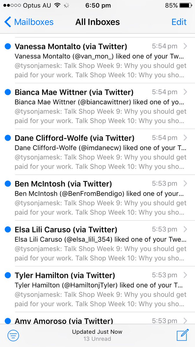 tysonjamesk's tweet photo. Linking twitter to my email is easily the worst thing I've ever done.
#talkshoprmit https://t.co/s6xi6AhR0S