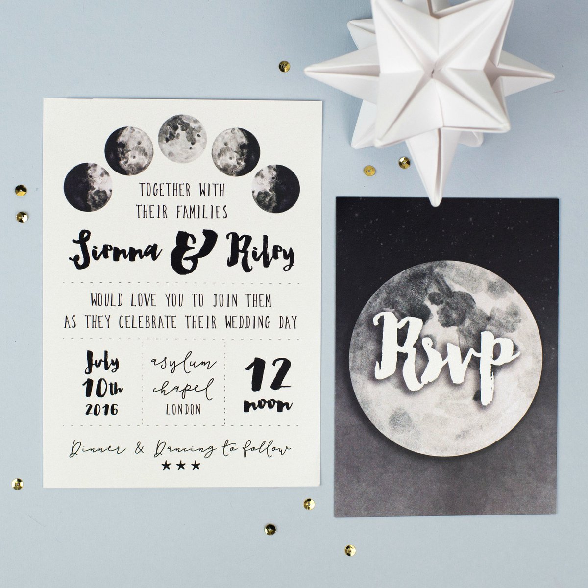 paper_japes's tweet image. Look at these gorgeous lunar wedding invitations by @nina_doodles  😍🌜. Would be perfect for a autumn/winter wedding  paperjapes.co.uk/monochrome-moo…