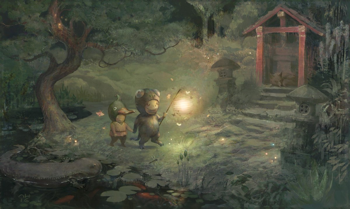 晴れる屋 Gp千葉 こちらは Nils Hamm氏が描いた 蛍の森の神社 The Shrine In The Firefly Forest 光らせの子 と蛍の淡い光 そして日本の原風景が融合した超美麗イラストです Gpchiba