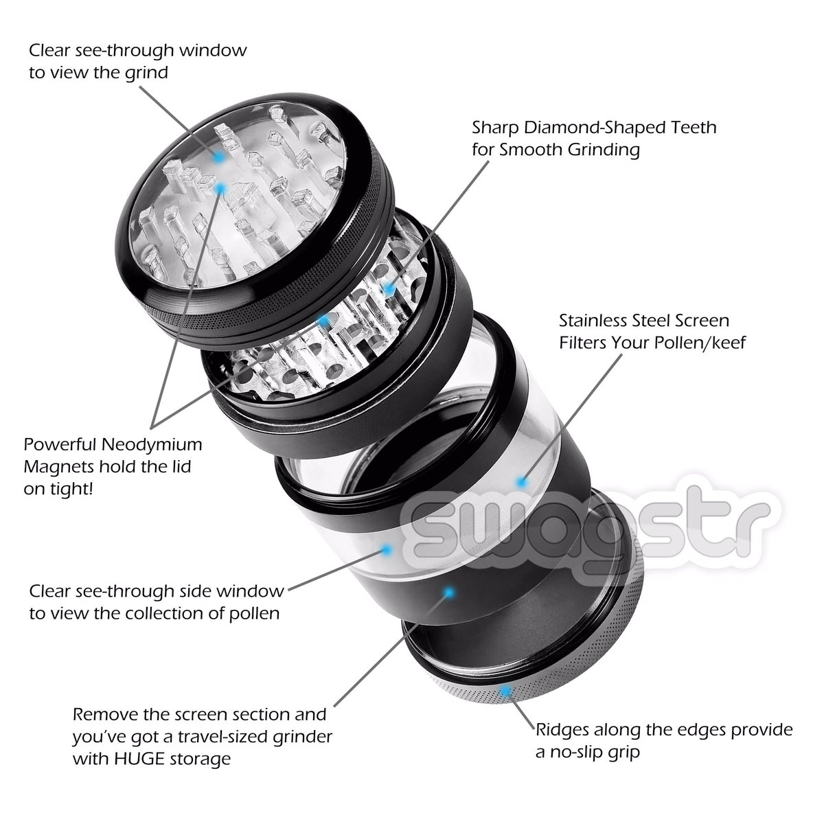 AmericanSWAGSTR's tweet photo. Large Four piece black aluminum Clear Top Grinder! #premiumgrinder #swagstr #swag #swaggrinder #cleartopgrinder #herbgrinder https://t.co/PMx5M27OdZ