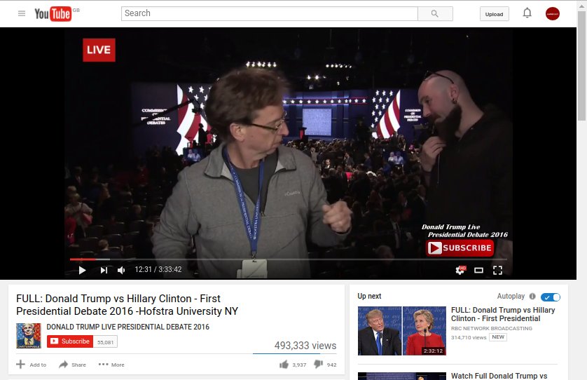 mashdot's tweet image. Go to catch up on 2016 Presidential Debate, instead see Ming the Merciless creeping out Bill Gates. O.o #Debates2016