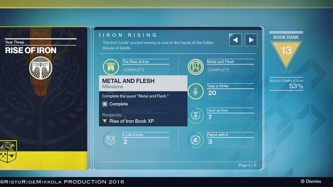 RideGamer1's tweet photo. @DestinyTheGame @Bungie #riseofiron #bookrank #yearthree #destinythegame @PlayStationEU @PlayStation @PlayStation_FI #gaming #metalandflesh https://t.co/I1Yc3mCXMz