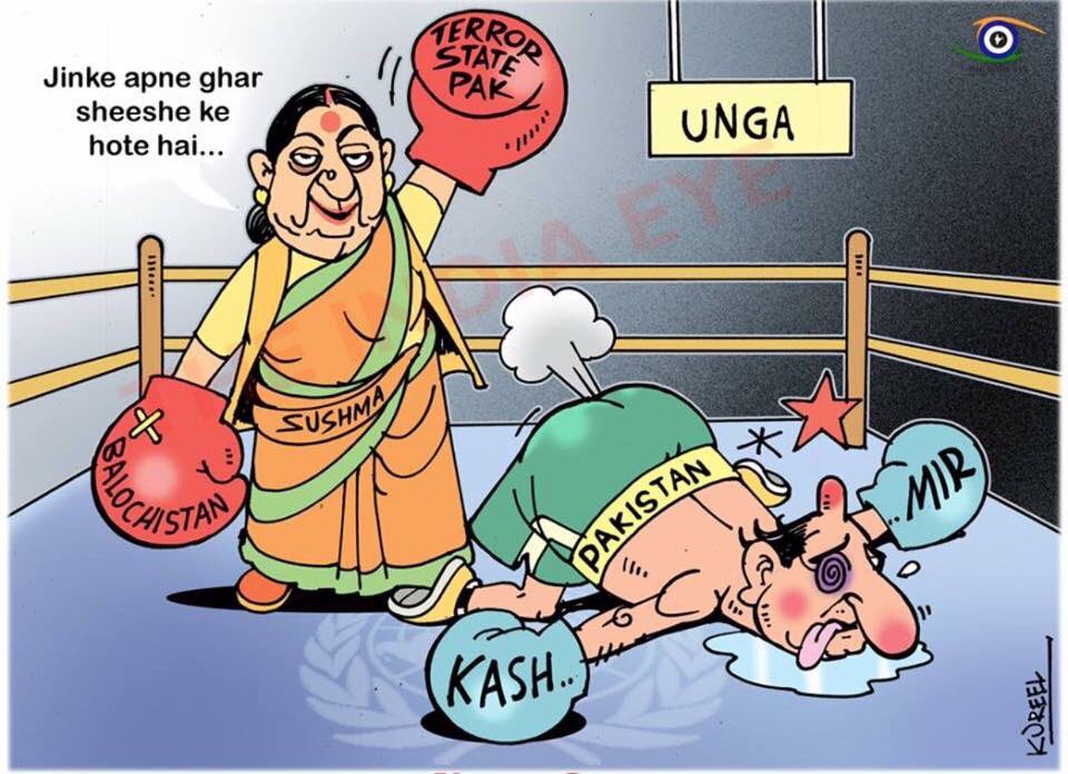 JaanBazzBugti's tweet image. MEA of India @SushmaSwaraj wins in #UN, india raised #Balochistan issue in #UNGA, Sushma Swaraj declared Pakistan as a Terrorist State. @UN