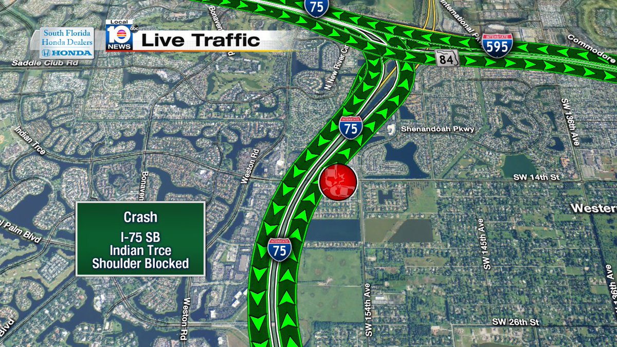 Crash on I-75 SB at Indian Trace #traffic https://t.co/Sj7TuuJCdV