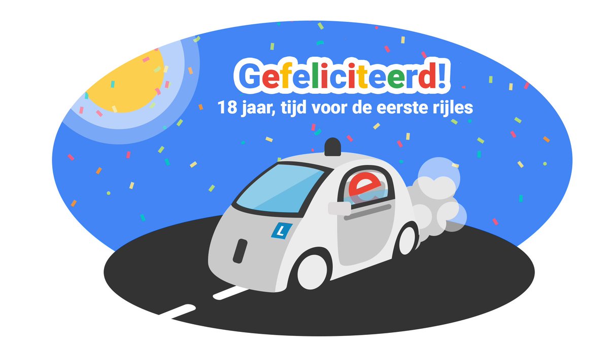 indenty's tweet photo. Gefeliciteerd @GoogleNL! Nu je 18 bent, mag je eindelijk je rijbewijs halen! Oh wacht... #zelfrijdendeauto! https://t.co/9zok2diqYX